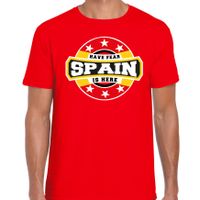 Have fear Spain is here / Spanje supporter t-shirt rood voor heren - thumbnail