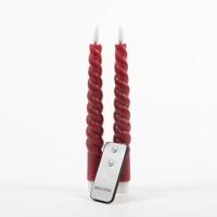 2Pcs Burgundy Swirl Rustic Wax Taper Candle 23Cm 3D Wic - Annas collection