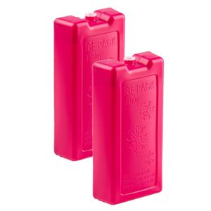 2x stuks 1100 grams koelelementen 22 x 11.5 cm roze