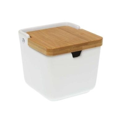 Suikerpot Bamboe Dolomite (9,2 x 9,2 x 9 cm) Kleur Wit