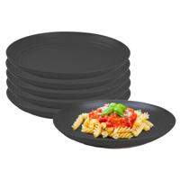 Plasticforte Rond bord/camping bord - 8x - D20 cm - zwart - kunststof - onbreekbaar - servies