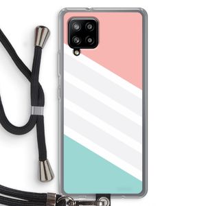 Strepen pastel: Samsung Galaxy A42 5G Transparant Hoesje met koord
