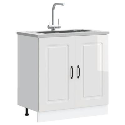 Spoelbakonderkast Kalmar 80x46x81,5cm bewerkt hout hoogglanswit