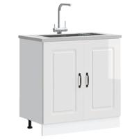 Spoelbakonderkast Kalmar 80x46x81,5cm bewerkt hout hoogglanswit