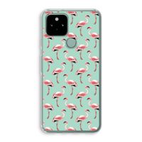 Flamingoprint groen: Google Pixel 5 Transparant Hoesje