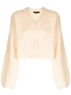 tout a coup cardigan crop en tweed - Jaune
