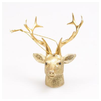 Hert kop hangend goud 10x8x9cm