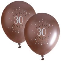 Verjaardag leeftijd ballonnen 30 jaar - 12x - rosegoud - 30 cm - Feestartikelen/versieringen - thumbnail