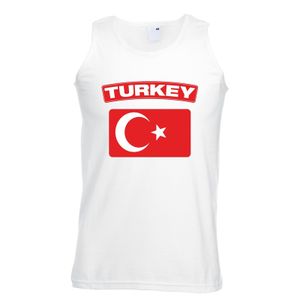 Singlet shirt/ tanktop Turkse vlag wit heren
