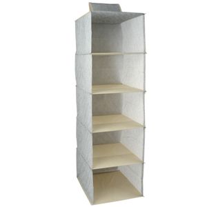 Kast organizer - hangend - 5 vakken - 28 x 28 x 95 cm - grijs