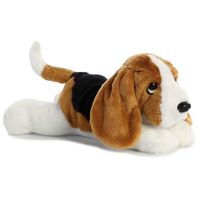 Pluche bruin/witte Basset hound honden knuffel 30 cm speelgoed   -