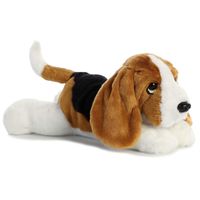 Pluche bruin/witte Basset hound honden knuffel 30 cm speelgoed - thumbnail