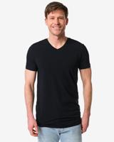 HEMA Heren T-shirts slimfit v-hals extra lang - 2 stuks zwart (zwart)