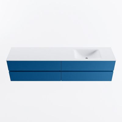 MONDIAZ VICA 200cm badmeubel onderkast Jeans 4 lades. Wastafel CLOUD rechts 1 kraangat, kleur Talc.
