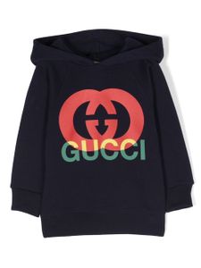 Gucci Kids Interlocking G cotton hoodie - Bleu