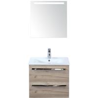 Seville Badmeubelset 60 cm - Craft Oak - Keramische Wastafel Wit Enjoy met Sence Spiegel