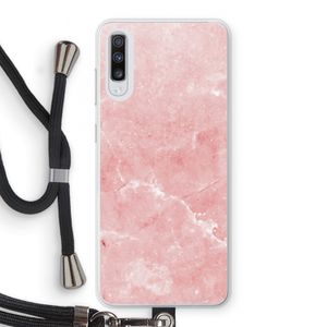 Roze marmer: Samsung Galaxy A70 Transparant Hoesje met koord