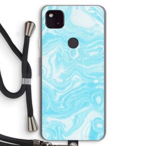 Waterverf blauw: Pixel 4a 5G Transparant Hoesje met koord
