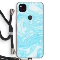 Waterverf blauw: Pixel 4a 5G Transparant Hoesje met koord