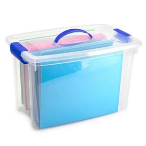 Opslagbox met deksel - transparant blauw - 22 liter - 28 x 45 x 28 cm - kunststof