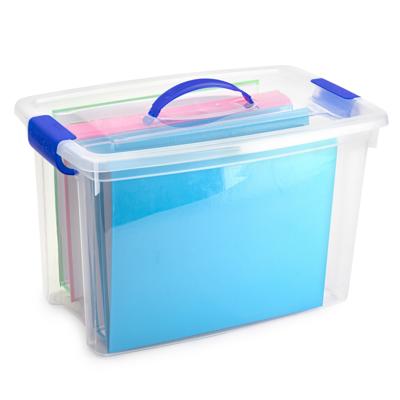 Opslagbox met deksel - transparant blauw - 22 liter - 28 x 45 x 28 cm - kunststof