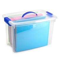 Opslagbox met deksel - transparant blauw - 22 liter - 28 x 45 x 28 cm - kunststof Opslagbox met deksel - transparant blauw - 22 liter - 28 x 45 x 28 cm - kunststof