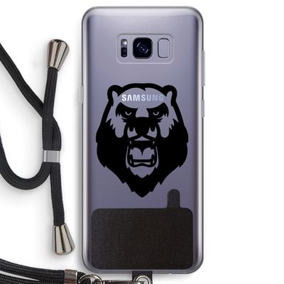 Angry Bear (black): Samsung Galaxy S8 Transparant Hoesje met koord