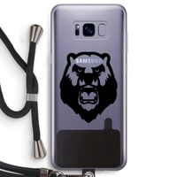 Angry Bear (black): Samsung Galaxy S8 Transparant Hoesje met koord