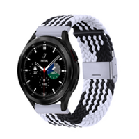 Braided nylon bandje - Zwart / wit - Samsung Galaxy Watch 4 Classic - 42mm / 46mm - thumbnail