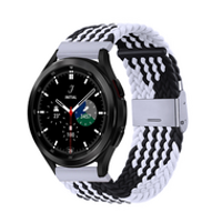 Braided nylon bandje - Zwart / wit - Samsung Galaxy Watch 4 Classic - 42mm / 46mm