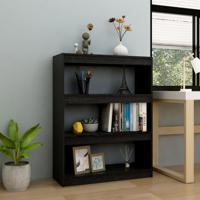 Boekenkast/kamerscherm 100x30x103 cm massief grenenhout zwart - thumbnail
