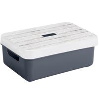 Sunware opslagbox - 9 liter - donkerblauw - kunststof - 35 x 25 x 12 cm - met afsluitbare deksel