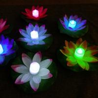 3 kleur LED overstroming licht kunstmatige Lotus zweven bloem vorm lampen voor buitenzwembad wensen Party(Pink)