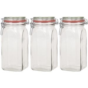 3x Weckpotten/inmaakpotten 1500 ml/1,5 liter met beugelsluiting