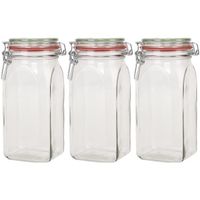 3x Weckpotten/inmaakpotten 1500 ml/1,5 liter met beugelsluiting