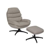 Bronx71 Draaifauteuil met hocker Palma linnen taupe