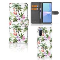 Sony Xperia 10 III | Telefoonhoesje | Met pasjeshouder | Flamingo Palms
