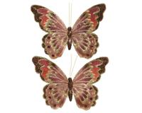 2 vlinders op clip bruin