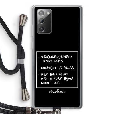 Mijn Motto's: Samsung Galaxy Note 20 / Note 20 5G Transparant Hoesje met koord