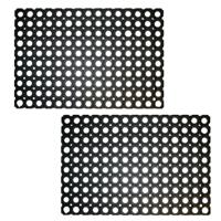 Deurmat - 2x - voor buiten - rubber - 60 x 80 cm - Droogloopmat - schoonloopmat