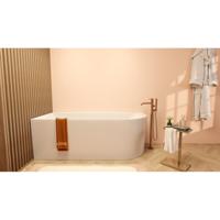 Wiesbaden Zenn Hoekbad Links 170x75 cm Acryl Glans Wit met Witte Waste