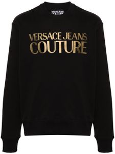 Versace Jeans Couture metallic logo-print cotton sweatshirt - Noir