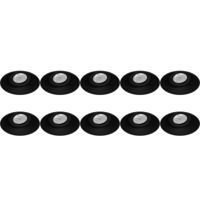 GU10 Trimless Inbouwspots 10-Pack - Rond Zwart Aluminium - Kantelbaar Ø150mm