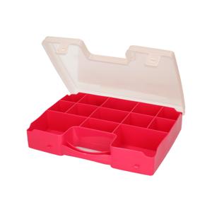 Plasticforte Opbergkoffertje - 13-vaks - roze - opbergkoffer - sorteer box - 27,5 x 20,5 x 3 cm