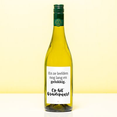 Wijnfles Op Het Bruidspaar - Wit (Sauvignon Blanc)