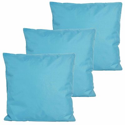Buitenkussens - 3x - lichtblauw - 60 x 60 cm - binnen/buiten
