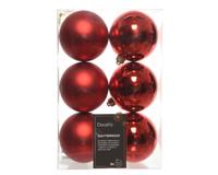 6 onbreekbare kerstballen kerstrood 8 cm