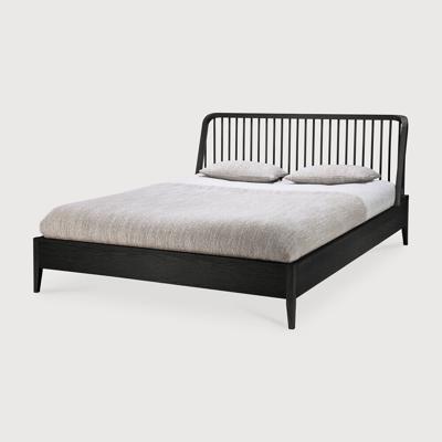 Ethnicraft Bed 'Spindle' Gevernist Eikenhout, 180 x 200cm, kleur Zwart