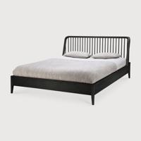 Ethnicraft Bed 'Spindle' Gevernist Eikenhout, 180 x 200cm, kleur Zwart