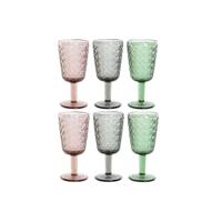 Set van bekers Home ESPRIT Zwart Rood Groen Kristal 285 ml (6 Stuks)